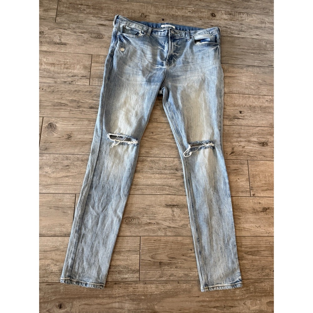 PacSun Stacked Skinny Jeans Mens 36x32 Distressed Light Wash Denim